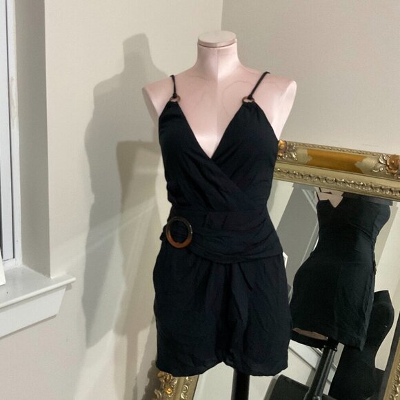 Finders Keepers Wrap Cover-Up Dress Sleeveless Back Zip Size XS Black - Picture 1 of 3